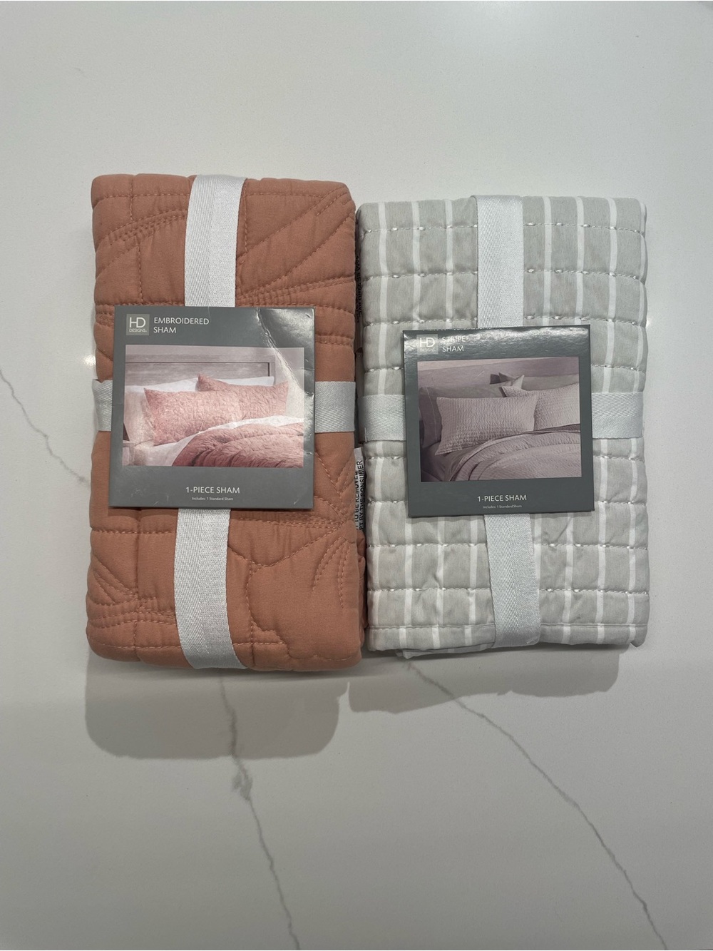 Home Bedding Embroidered Sham - Dusty Rose and Light Gray